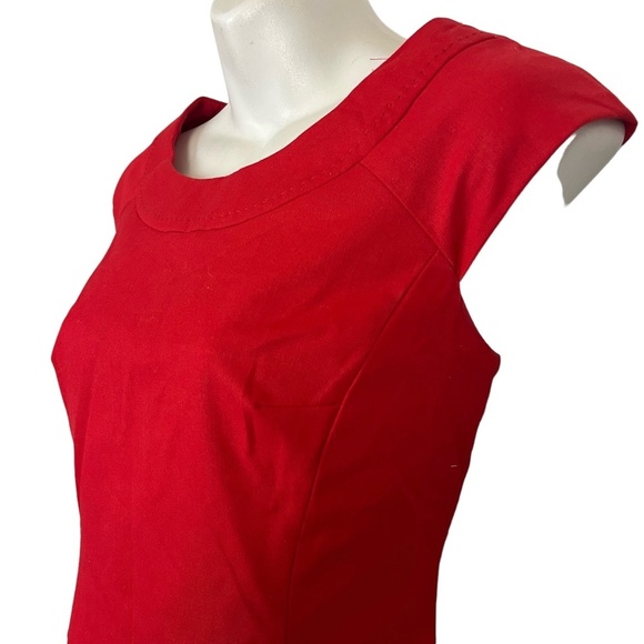 JONES NEW YORK COLLECTION STRETCH Red Lined Cap Sleeve Sheath Career Dress sz 2 - Picture 5 of 16